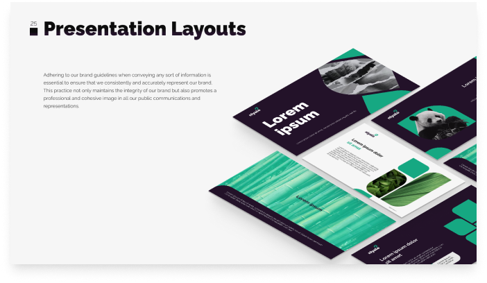 Assorted presentation layouts following niyalo's brand guidelines.